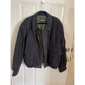 Saddlebred black leather zip front bomber jacket size XL